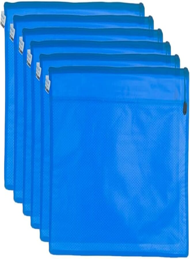 3A B4-1006 Plastic Zipper File 28 * 39 cm 6 Pieces - Blue